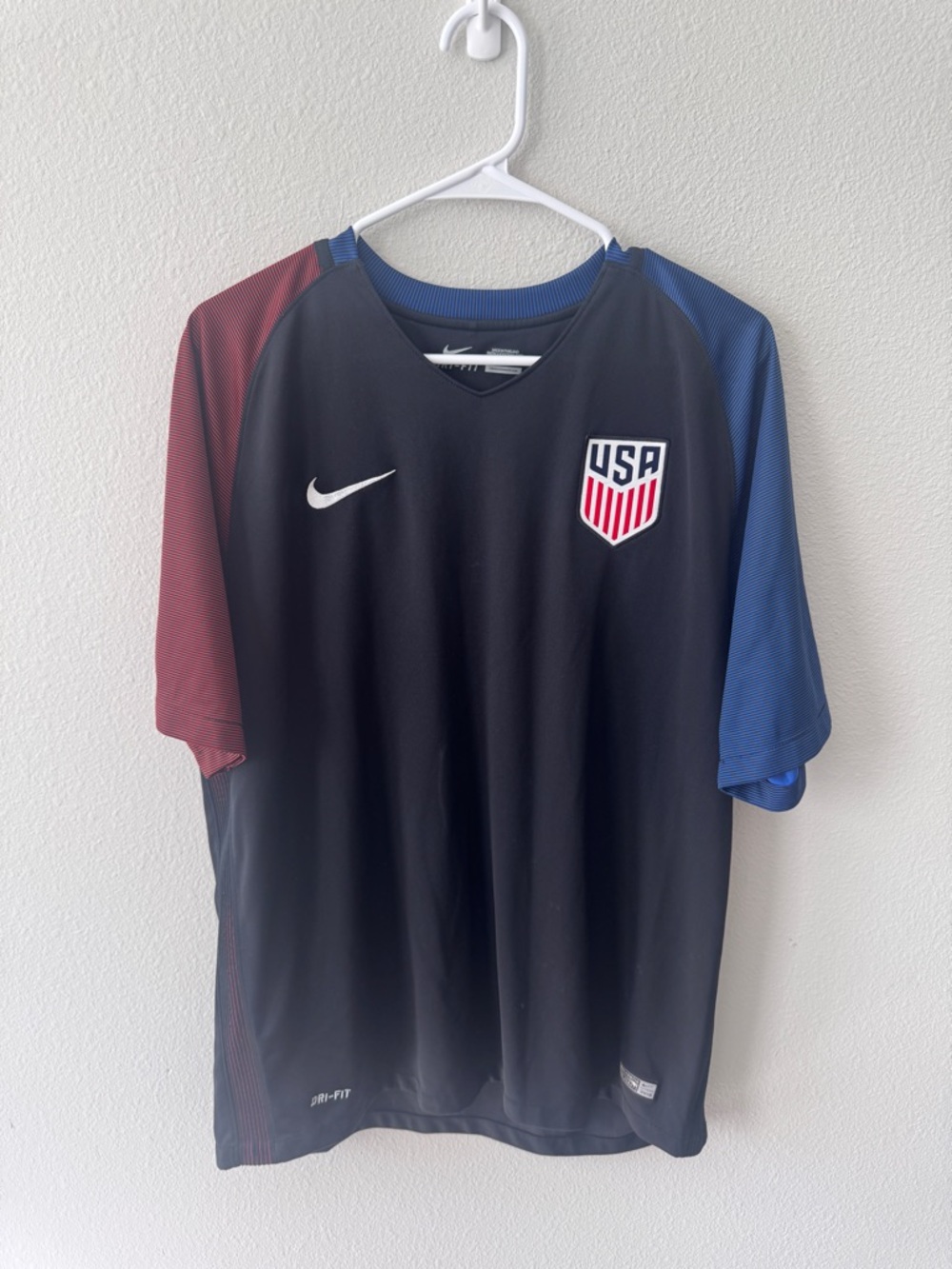 Nike Black USA Soccer Jersey with Red & Blue Accents
